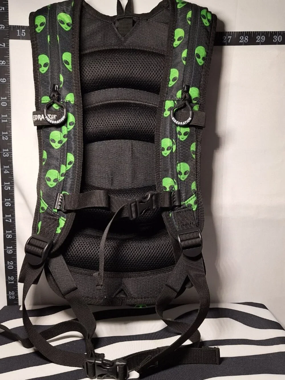 *SALE* Vibedration Hydration Backpack w/o Bladder, Black Green, Aliens, Used